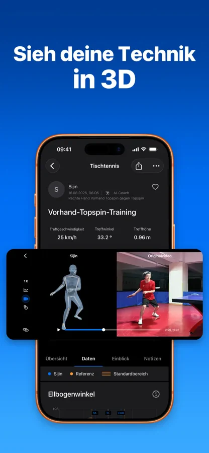 3D-Technikansicht des SportArc-KI-Coachs