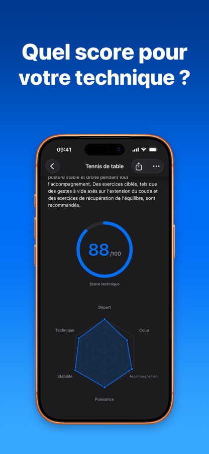 Score technique et diagramme d’un geste dans le Coach IA